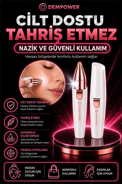 Kadınlar İçin Hassas Tüy Alma ve Kaş Düzeltme Özellikli Mini Epilasyon Aleti