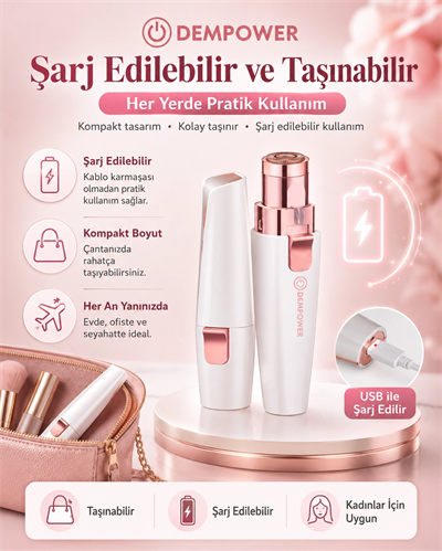 Kadınlara Özel 2 Başlıklı Kaş Düzeltici ve Hassas Bölge Tüy Alma Epilasyon Aleti