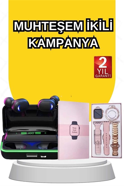 Kadınlara Özel Bileklik Hediyeli Akıllı Saat ve Dijital Göstergeli ANC Özellikli Bluetooth Kulaklık