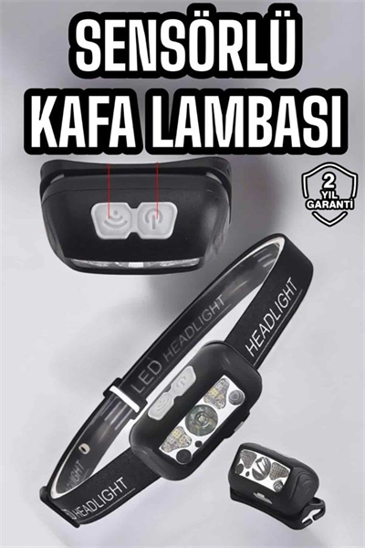 Kafa Lambası Kamp Lambası Sensörlü Şarjlı Ayarlanabilir