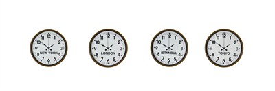 Kahverengi 4’lü Dünya Saat Seti 36 Cm Modern