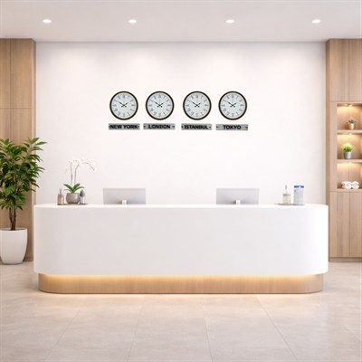 Kahverengi Roma 36 Cm 4lü Tabelalı Dünya Saatleri