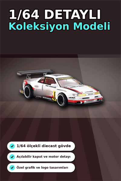 Kaido House 1/64 Diecast Nissan Silvia S13-R Circuit Spec V1 Metal Model Araba BX-313374