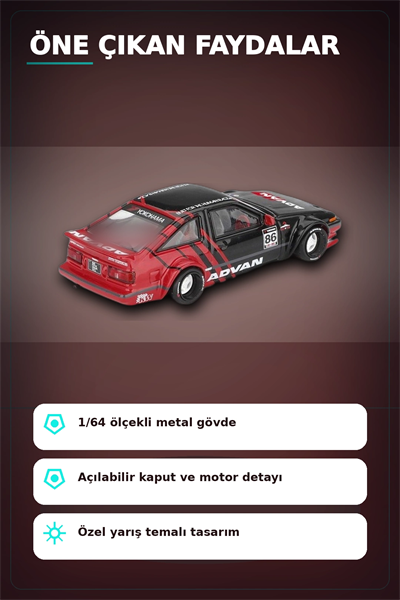 KaidoHouse 1/64 Ölçekli Toyota AE86 Sprinter Trueno Diecast Model Araba ADVAN Lastik BX-313325