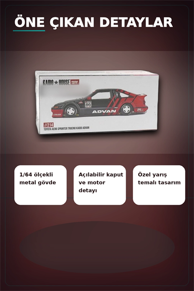 KaidoHouse 1/64 Ölçekli Toyota AE86 Sprinter Trueno Diecast Model Araba ADVAN Lastik BX-313325