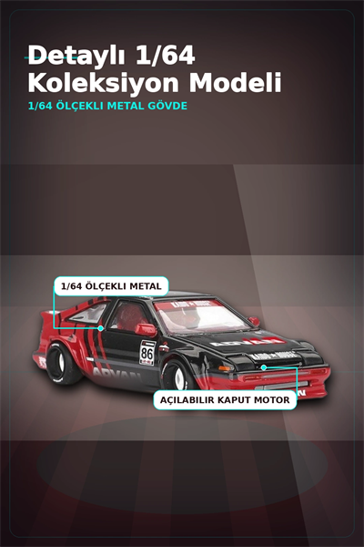 KaidoHouse 1/64 Ölçekli Toyota AE86 Sprinter Trueno Diecast Model Araba ADVAN Lastik BX-313325