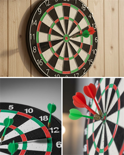 Kaliteli Ahşap Dart Tahtası 12 İnç 4 Adet Metal İğne Uçlu Ok
