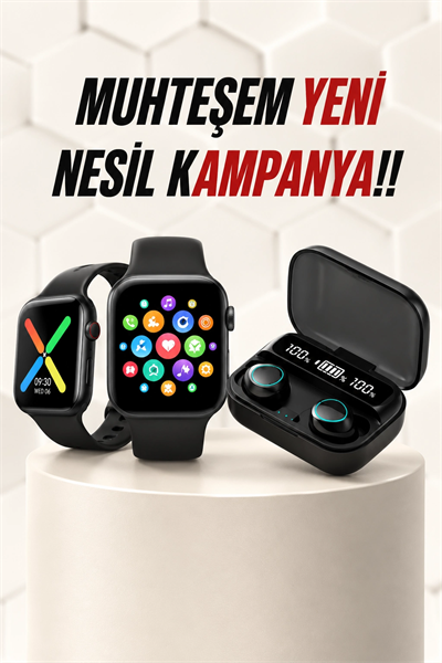 Kaliteli Akıllı Saat ve Kaliteli Bluetooth Kulaklık ANC Özelliği Uzun Pil Ömrü