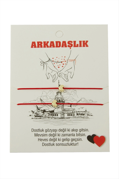 Kalp Arkadaşlık İp Bileklik 2 Adet