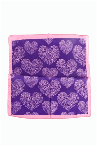Kalp Desenli Zr Şifon Fular 50*50 cm