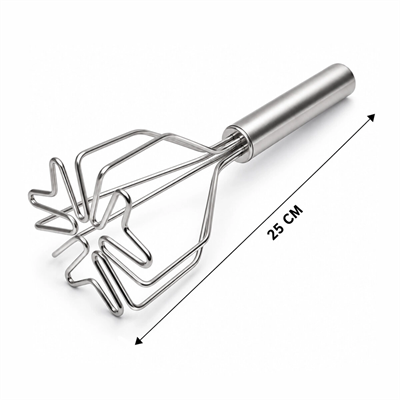 Kalp Şekil Çap: 9cm Krom Saplı=12cm Metal Patates Ezici Toplam Uzunluk: 26cm Bx40