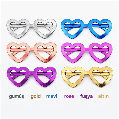Kalp Şekilli Parti Gözlüğü 12 Adet – 6 Renk ( Camsız )