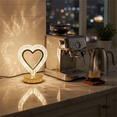 Kalp Şeklinde Kristal Led Masa Lambası – Dokunmatik, 3 Renk Işık Modlu, Şarjlı Mini Dekoratif Gece Lambası Bx40