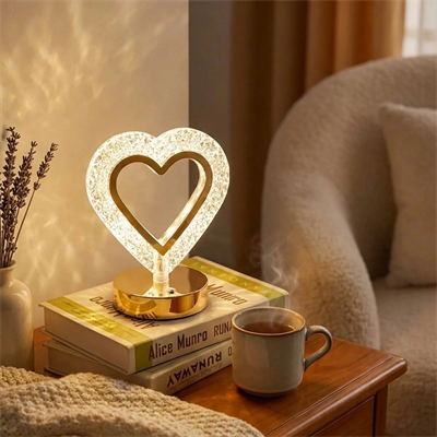 Kalp Şeklinde Kristal Led Masa Lambası – Dokunmatik, 3 Renk Işık Modlu, Şarjlı Mini Dekoratif Gece Lambası Bx40