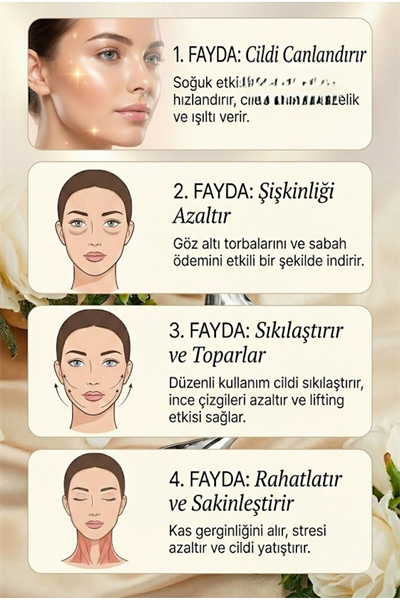 Kalp Şeklinde Soğuk Yüz Masaj Aleti - Cilt Sıkılaştırıcı ve Şişkinlik Giderici Cryo Sticks