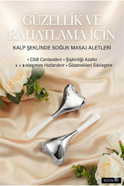 Kalp Şeklinde Soğuk Yüz Masaj Aleti - Cilt Sıkılaştırıcı ve Şişkinlik Giderici Cryo Sticks