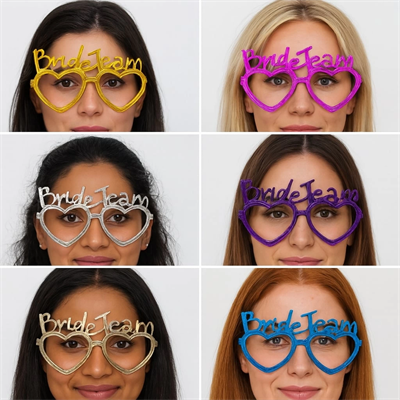 Kalpli Bride Team Gözlük Seti 6 Renk - Kına  Düğün Partileri İçin