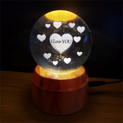 Kalpli I Love You Tasarımlı Dönen Cam Küre
