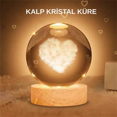 Kalpli Işıklı Cam Küre Ahşap Standlı Dekoratif Gece Lambası