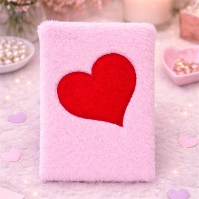Kalpli Pembe Peluş Defter