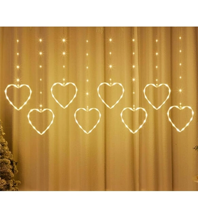 Kalpli Perde Led Işıklar, Sevgililer Günü Romantik Led Aydınlatma