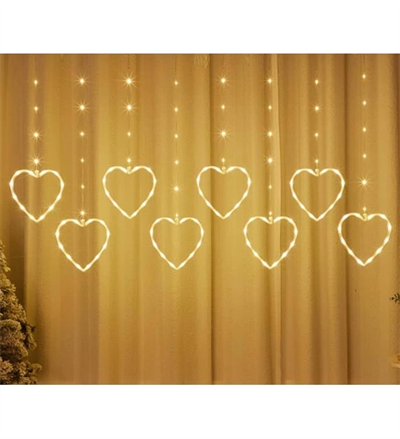 Kalpli Perde Led Işıklar, Sevgililer Günü Romantik Led Aydınlatma