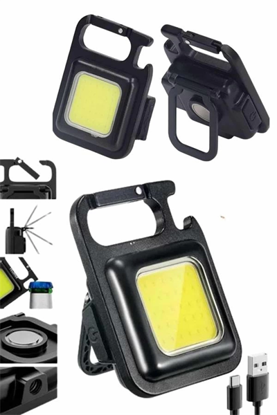 Kamp Çadır Lambası Şarjlı El Feneri Işıldak Anahtarlık Mini Mıknatıslı