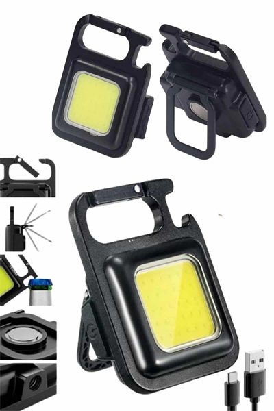 Kamp Çadır Lambası Şarjlı El Feneri Işıldak Anahtarlık Mini Mıknatıslı