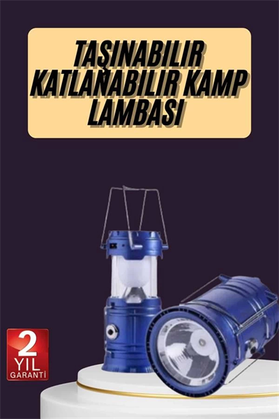 Kamp Feneri Şarj Edilebilir Güneş Enerjili Işıldak USB Şarjlı