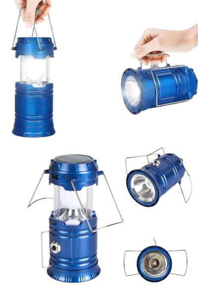 Kamp Feneri Şarj Edilebilir Güneş Enerjili Işıldak USB Şarjlı