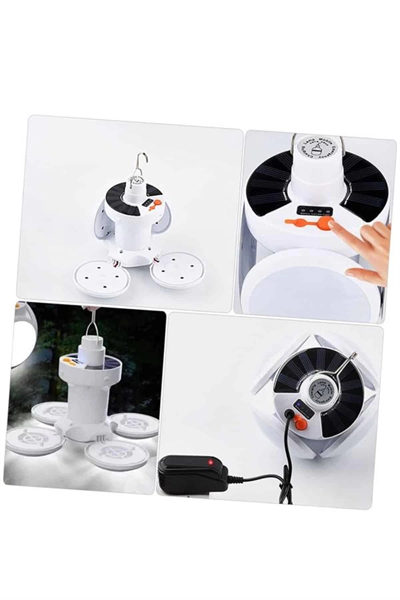 Kamp Lambası Işıldak Beyaz Işık Güneş Enerjili Solar Aydınlatma 5 Kanatlı Katlanabilir