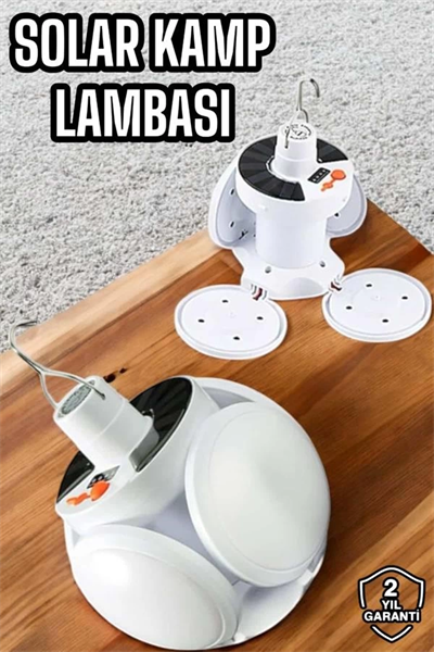 Kamp Lambası Işıldak Beyaz Işık Güneş Enerjili Solar Aydınlatma 5 Kanatlı Katlanabilir
