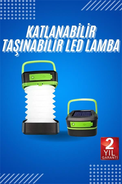 Kamp Lambası Katlanabilir Lamba Solar Şarjlı Led Lamba El Fenerli