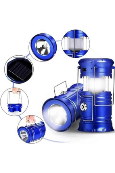 Kamp Lambası Solar Şarjlı Kızaklı Kamp Feneri Led Lamba Işıldak