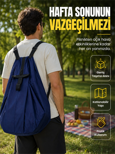Kamp Seyahat Spor ve Piknik İçin Geniş Hacimli Katlanabilir Omuz Çantası
