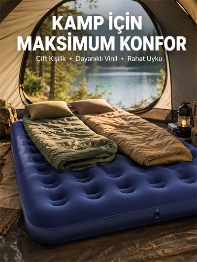 Kamp ve Festival İçin Şişirilebilir Yatak Çift Kişilik Sağlam Yapı