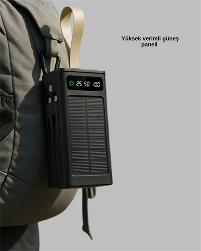 Kamp ve Outdoor Kullanıma Uygun Güneş Panelli Powerbank Yeni Nesil