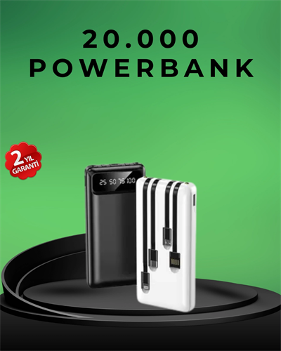 Kamp ve Seyahat İçin 20.000mAh LED Işıklı Hızlı Şarj Powerbank