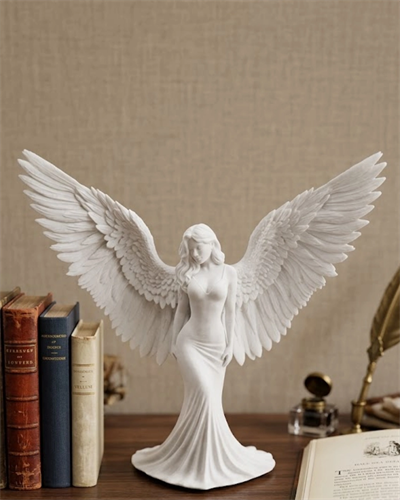 Kanatlı Melek Figürü 3D Baskı Dekoratif Heykel Biblo Ev Ofis Aksesuarı
