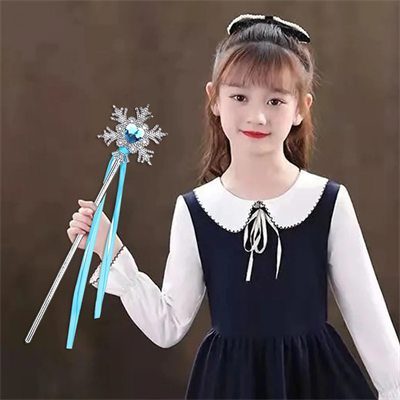 Kar Taneli Mavi Kalp Taşlı Saten Kurdeleli Karlar Ülkesi Elsa Asası Sopası 34 Cm Bx40