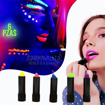 Karanlıkta Parlayan Yanan Uv Neon Ruj Yüz Boyama 6 Adet 6 Renk Bx40