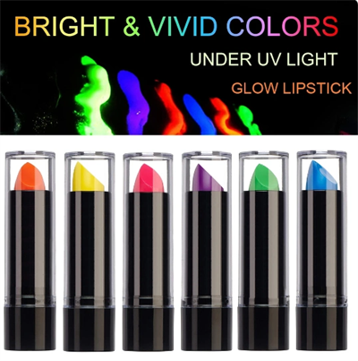 Karanlıkta Parlayan Yanan Uv Neon Ruj Yüz Boyama 6 Adet 6 Renk Bx40
