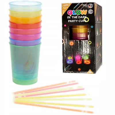 Karanlıkta Yanan Gece Işığı Mega Glow Bardaklar 8 Adet 8.5 X 10.5 Cm Bx40