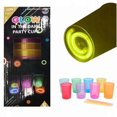 Karanlıkta Yanan Gece Işığı Mega Glow Bardaklar 8 Adet 8.5 X 10.5 Cm Bx40