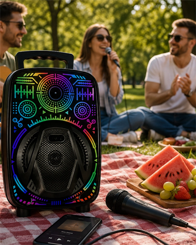 Karaoke Hoparlör RGB LED Işıklı USB FM Radyo Destekli Taşınabilir Speaker