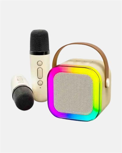 Karaoke Hoparlör Taşınabilir Çift Mikrofonlu ve LED Işıklı Bluetooth 5.0
