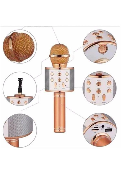 Karaoke Mikrofon Bluetooth Bağlantılı Aux Girişli Uzun Pil Ömrü Yüksek Ses Kaliteli