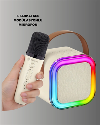 Karaoke Mikrofon Hoparlör Seti 6 Saat Kullanım Süresi
