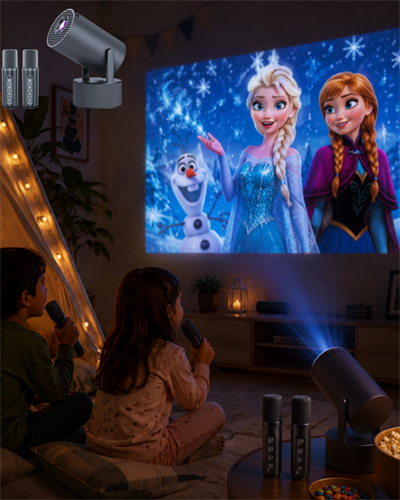 Karaoke Mikrofonlu Akıllı Projeksiyon Cihazı WiFi Bluetooth Destekli