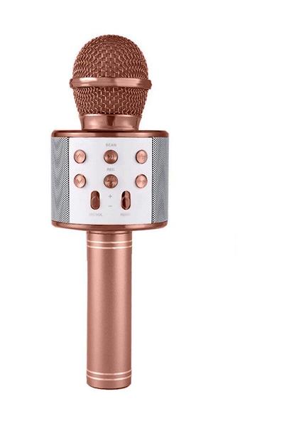 Karaoke Mikrofonlu Hoparlör - Şarjlı -Bluetooth Rose Gold (3936)